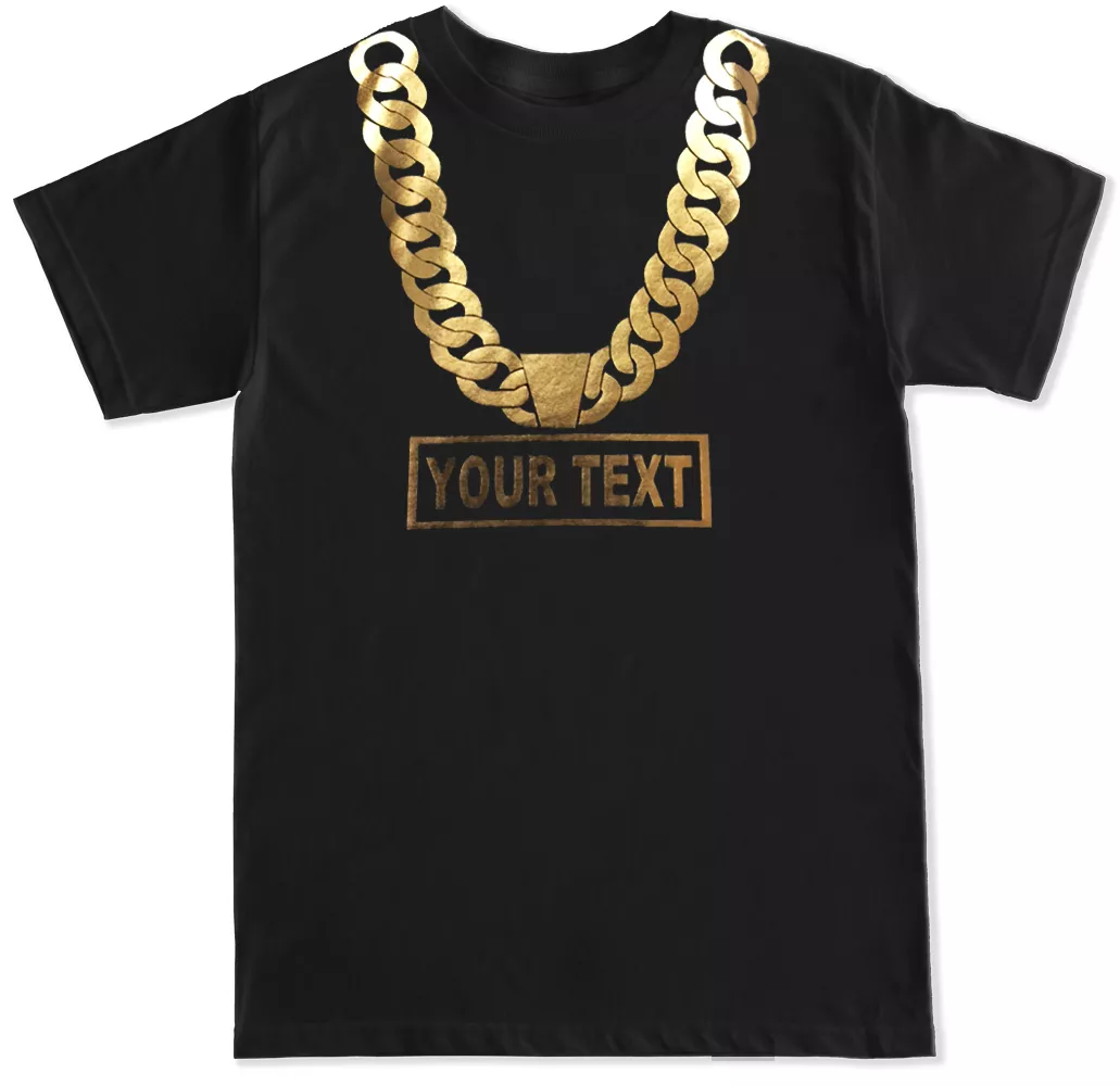 gold chain black shirt