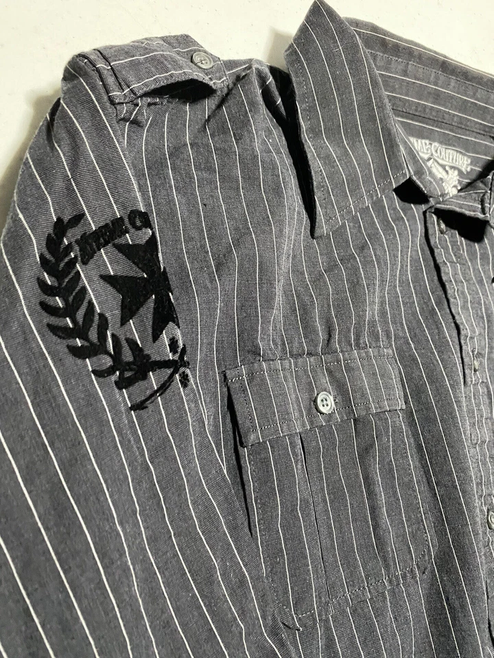 Camisa Xtreme Couture Para Hombre Talla XXL Rayas Abotonada Manga Larga X6 Foto 4 de 4