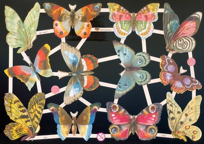 VICTORIAN STYLE DIE CUT PAPER SCRAPS MIXED BUTTERFLIES ef7408 GERMANY
