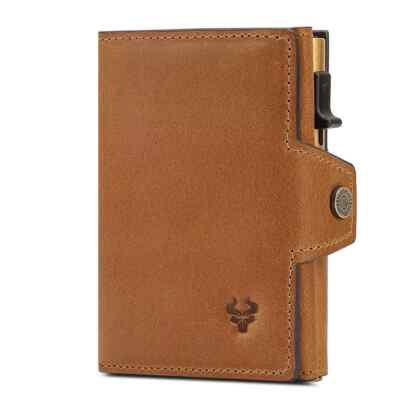 Smart Pop Up Card Wallet for Men RFID Genuine Leather Card Case Slim