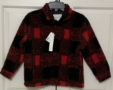 NWT Scene  Heard size 6/7 red black plaid Sherpa jacket boys or girls