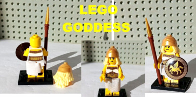 LEGO Goddess Minifigure Battle Ready FREE STAND Spear Tipped Staff Helmet 