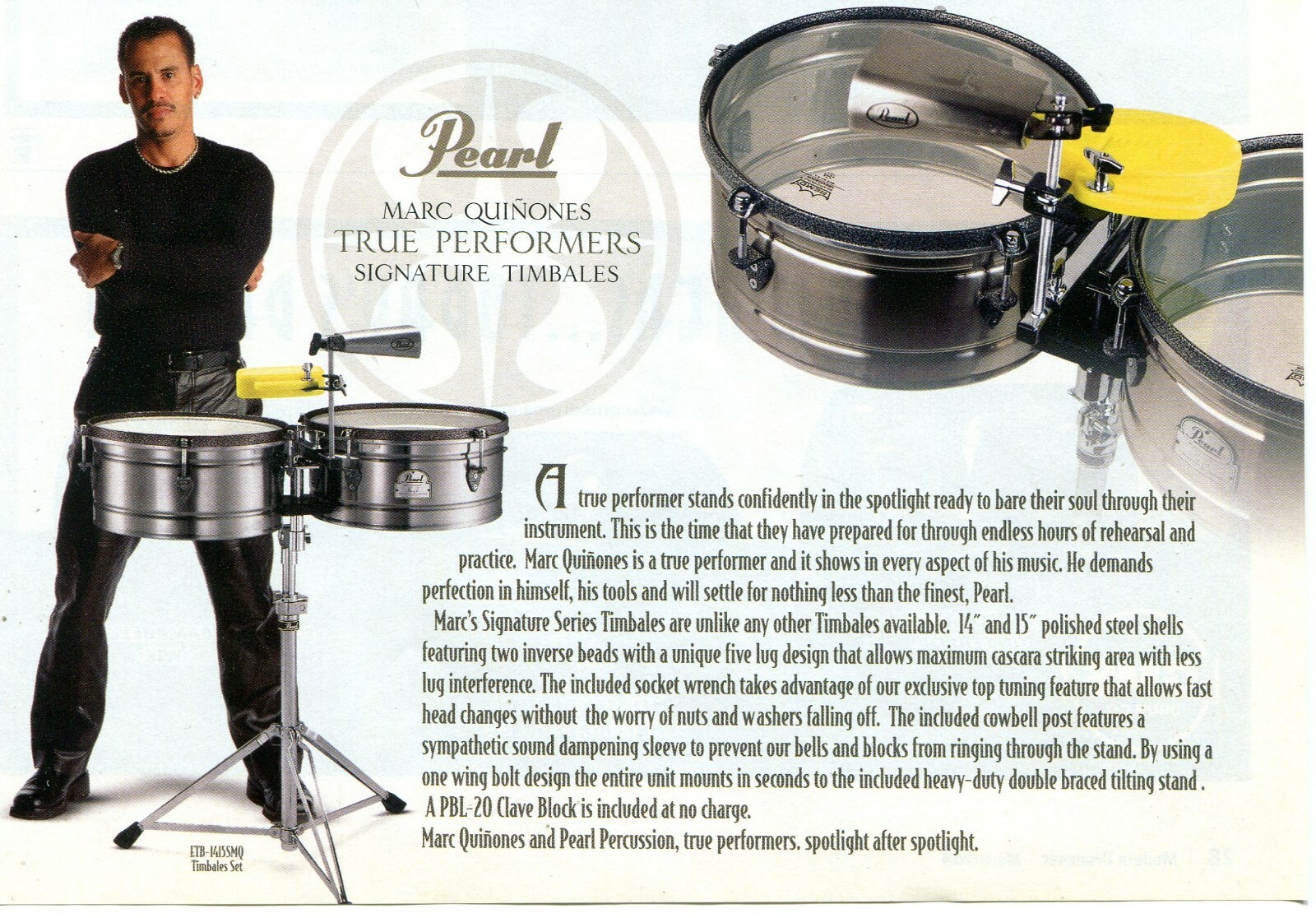 2004 small Print Ad of Pearl Drums Marc Quinones Signature Timbales eBay
