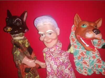 LOT DE 7 Marionnettes Anciennes VINTAGE - Clown mère grand et méchant loup EUR 30,00 - FR
