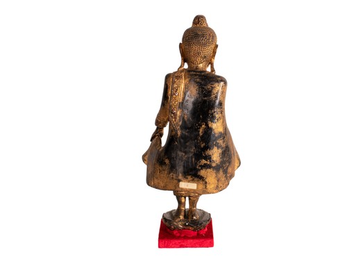 Antiker , Stehender Buddha. Holz, Lack und Vergoldung. Burma , Mandalay. 19. Jh. - Bild 8 von 11