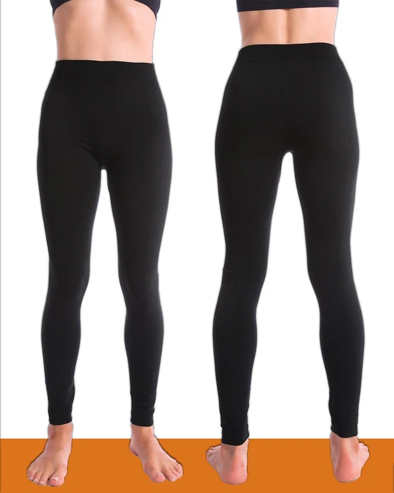 Pantalones térmicos ajustados gruesos forrados de lana cálidos de invierno para mujer Foto 4 de 4