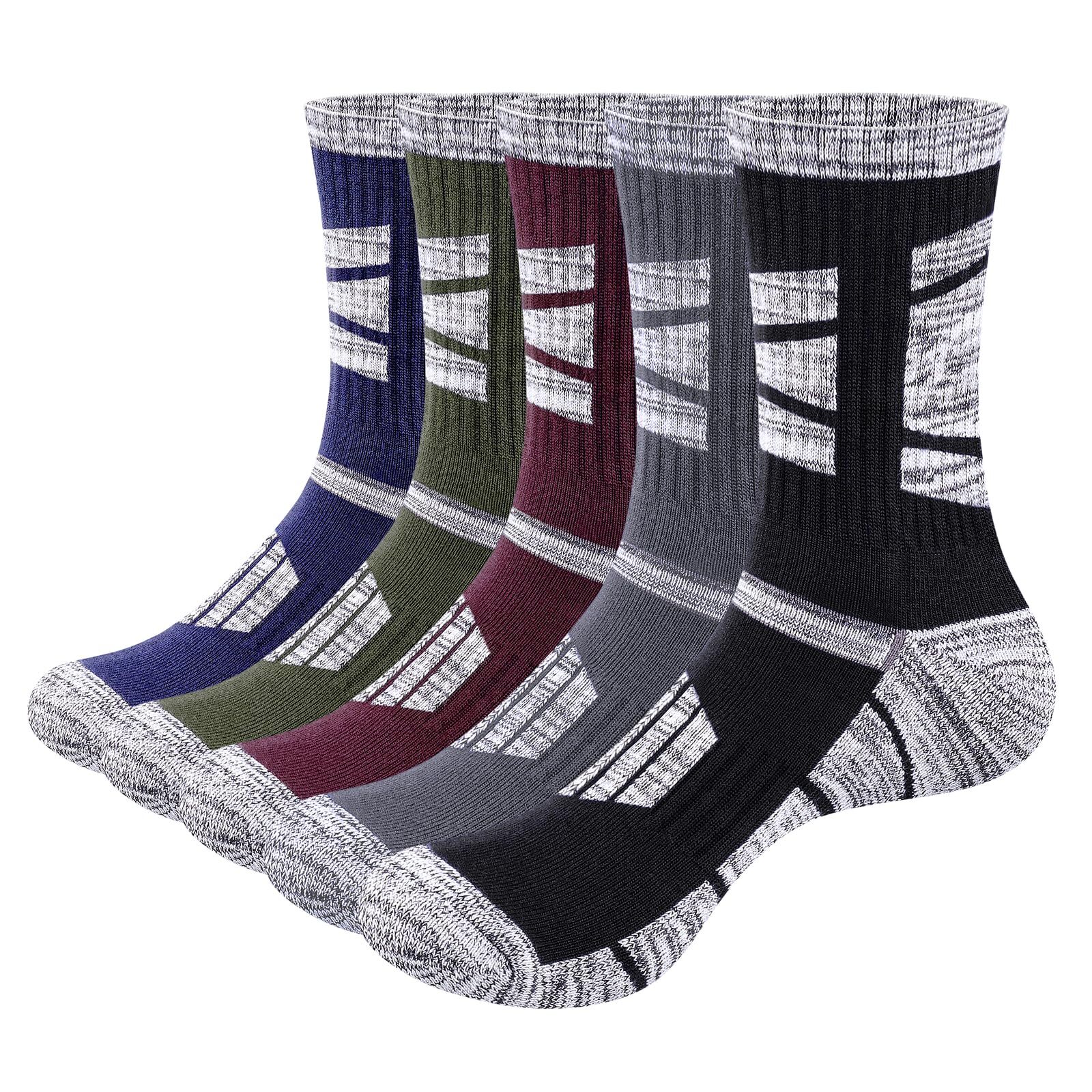 Men's Hiking Socks Moisture Wicking Cushioned Mens Socks Thick Tall Athletic ...