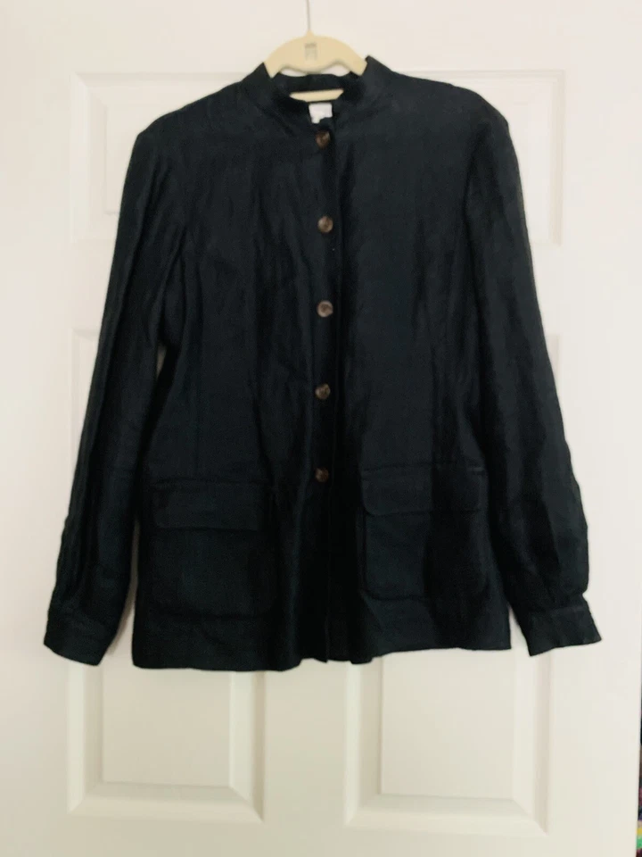 Chaqueta Oscar de la Renta 100% Lino Detalle Plisado Trasero Talla 6 Italia Foto 3 de 4