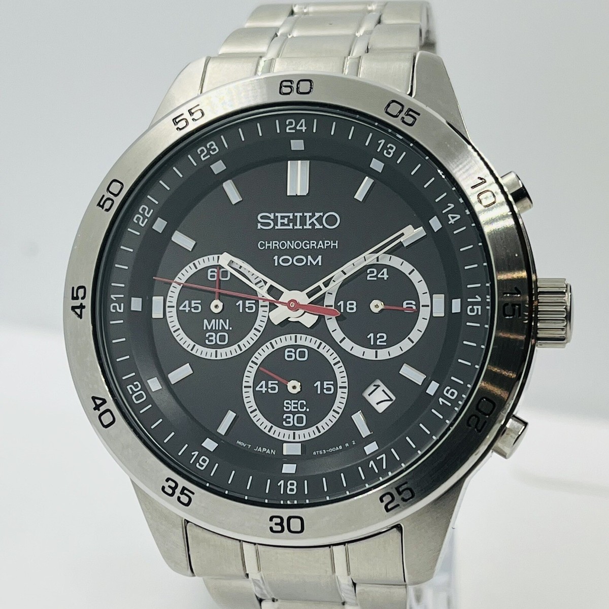 Seiko Men's Neo Sport Chronograph 10ATM Black Dial Silver