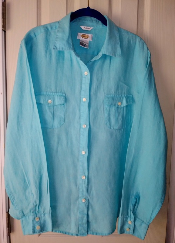 TALBOTS TURQUOISE LINEN SHIRT XLARGE NWNT