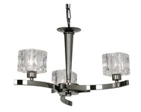 Oaks Lighting Tao 3 Arm Ceiling Light In Mirror Complete With Clear Cube Glas... Oaks Lighting Tao 3 Arm Ceiling Light In Mirror Complete With Clear Cube Glas...