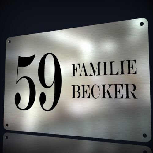 STAINLESS STEEL HOUSE NUMBER DOOR SIGN NAMEPLATE * LASER ENGRAVED AS DESIRED - Picture 1 of 3