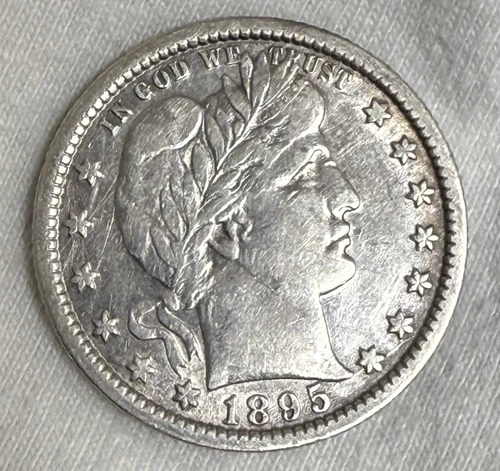 Rare 1895-O Barber Silver Quarter Dollar  25C  Lightly Circulated