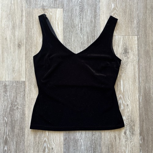 Vintage 90s Y2K Eye Candy Black Velvet Fairy Vampy Whimsygoth V Neck Top Size L