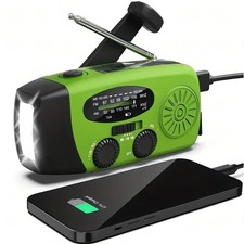 Kurbelradio Solar Solar-Kurbelradio FM/AM mit Taschenlampe und Notfallalarm