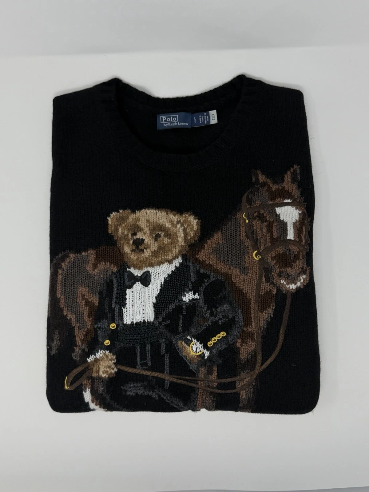 Polo Ralph Lauren Men's Polo Bear Horse Wool Sweater - Size Large