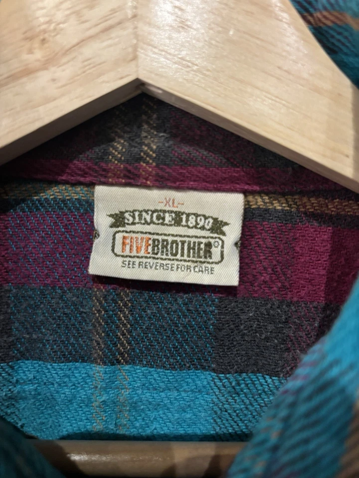 Five Brothers Flannel Shirt Men, Vintage 70s/80s, Made in USA - Image 3 of 4