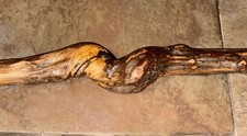 Vine Twisted Wooden Walking Stick w Some Bark Attached Dark Brown Hues 48  Long