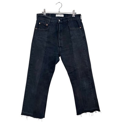 E.L.V. Denim Black Straight Leg High Rise Miss Match Patchwork Jeans Women s 29