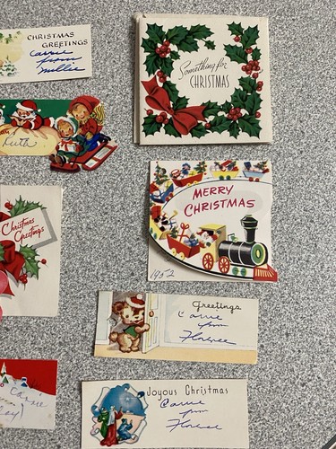 Vintage 50s Christmas Gift Tag & Seal Lot Of 12 Santa Snowmen Silver Foil MCM - Picture 4 of 6