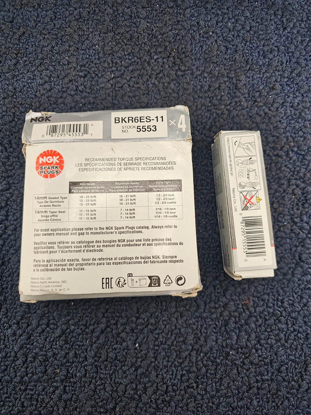 QTY 4 NGK 5553 BKR6ES-11: V-Power Spark Plug Fits 1995-2001 Chrysler Sebring