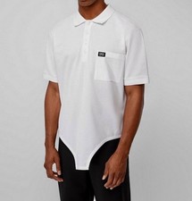  990. NEW BURBERRY LONDON OPTIC WHITE COTTON POLO SHIRT LOOSE FIT SIZE M M/ITALY