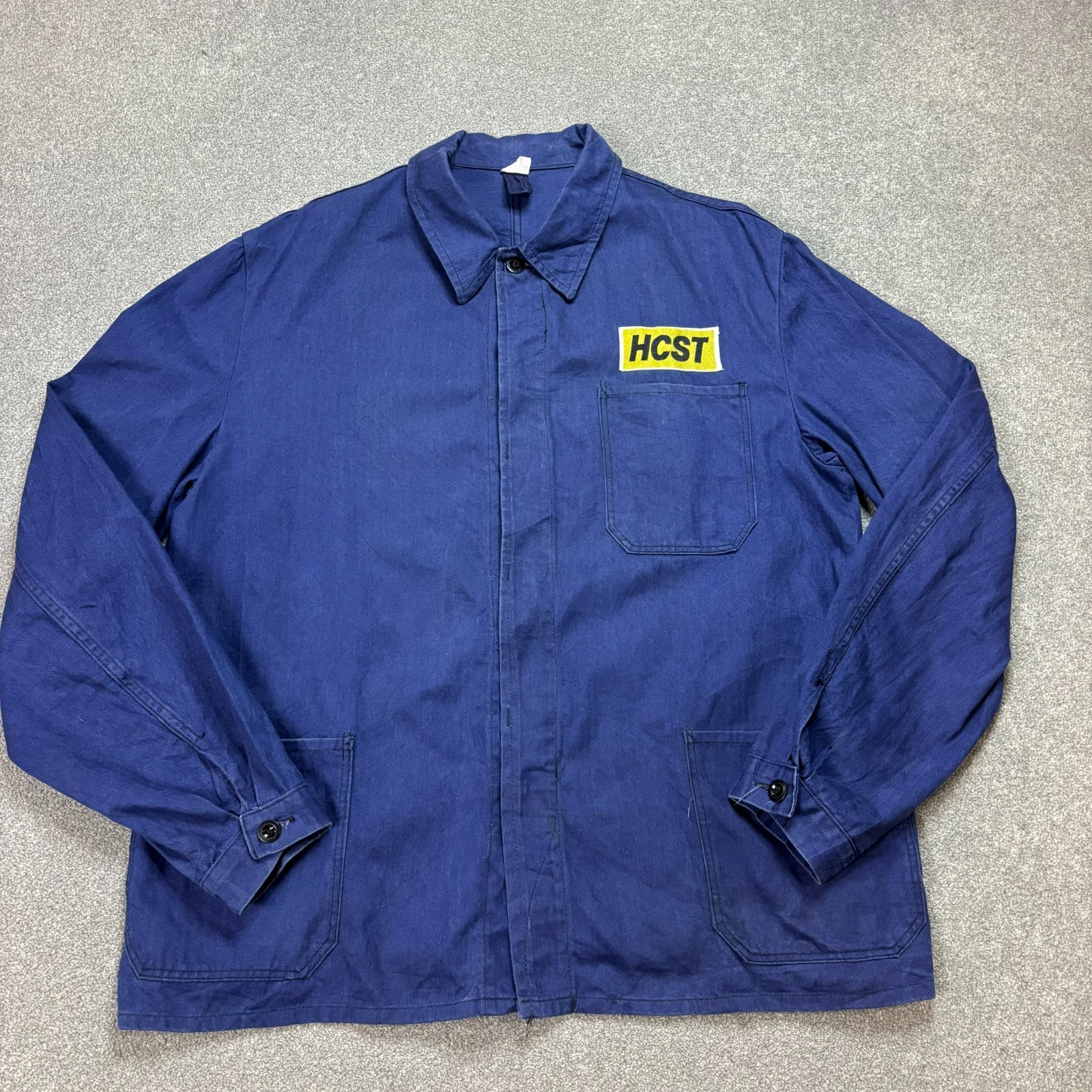 Chaqueta francesa adulto grande azul VINTAGE ropa de trabajo espiga tareas lo...