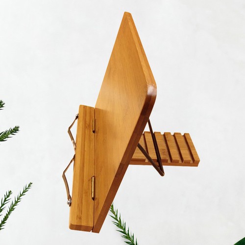 Bamboo Reading Shelf Multi-functional Adjustable Laptop Stand Frame Wooden - Picture 10 of 11