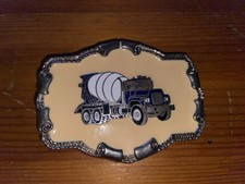 Vintage Brass Cement Truck Belt Buckle USA Made Concrete Ready Mix Mack Cat