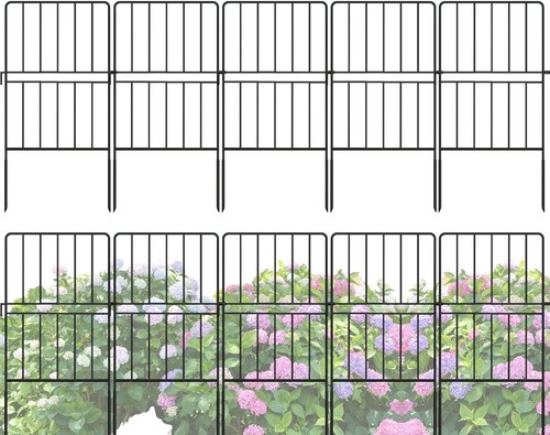 Classic Black Metal Garden Fencing - 20 Panels 12inL x 24inH Outdoor Barrier - Afbeelding 3 van 11
