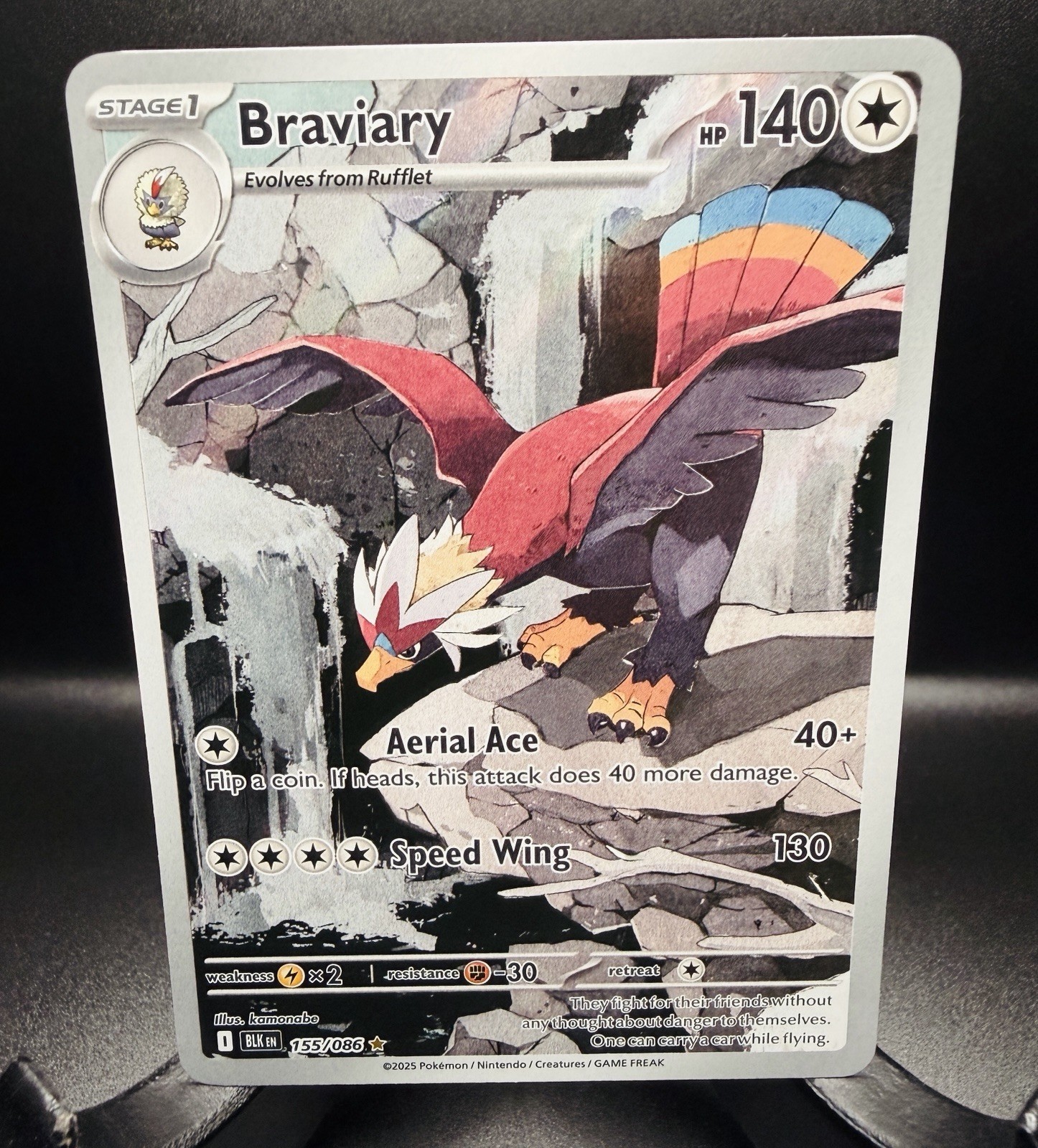 Braviary 155/086 SV Black Bolt - Holo Full Art - Pokemon Tcg- LP/NM
