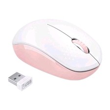 seenda Wireless Mouse, 2.4G Noiseless with USB Receiver Portable Pink/White