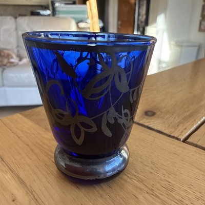 Vintage Nasco Kobaltblau Likör Schnapsglas mit Sterling Silber Überfang Italien