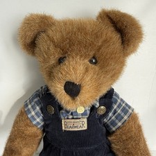 BOYDS BEARS Plush Nelson 16" Corduroy Overalls Plaid Shirt Archive Collection