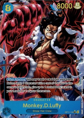 One Piece A Fist of Divine Speed Monkey.D.Luffy Alt Art OP11-119 NM english