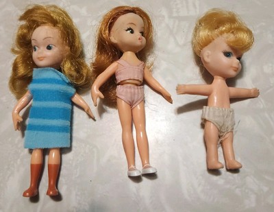 Three Vintage Small Dolls Hasbro Dolly Darling And Other