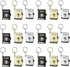 18 Pcs Mini Holy Bible Keychain Miniature Religious Book Pendant with Keyring