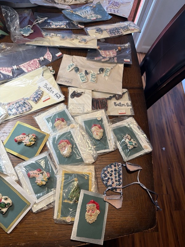 Huge Lot Vintage Ann Bates Handcrafted Ceramic Christmas Ornaments Decor