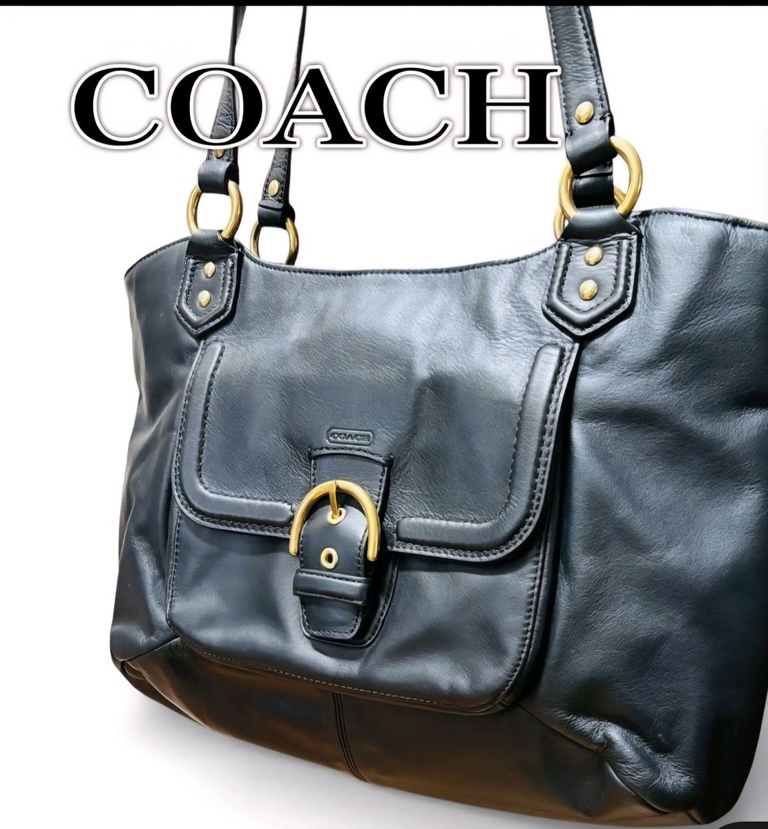 Y2K COACH F24961 Campbell Carryall Hobo Shoulder Bag Leather Dark