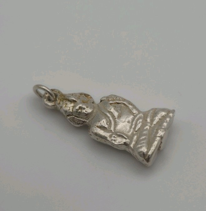 Vintage Solid Silver Budda Praying Charm Pendant … - image 2