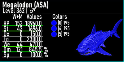 Ark Ascended ASA pve NEW MEGALODON LEVEL 362 TOP STATS 845M