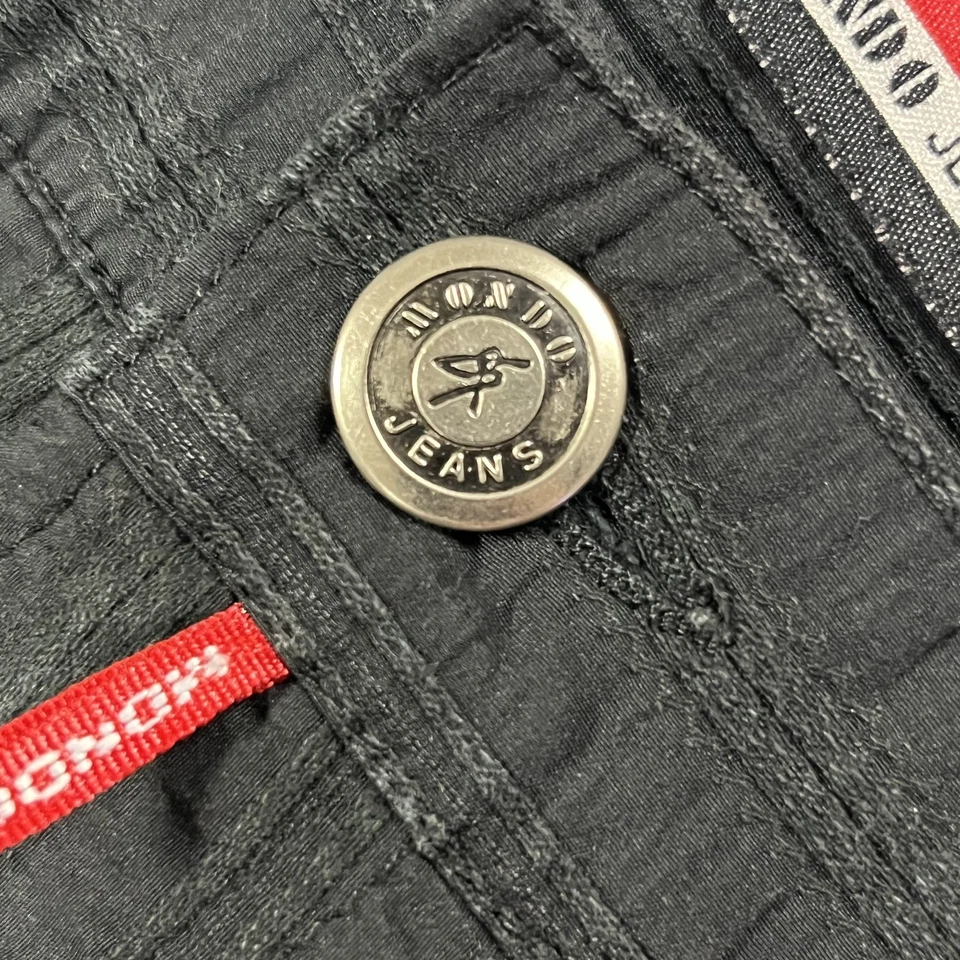 MONDO JEANS Mens 36x34 Black Textured Ribbed Straight Leg Stretch Designer Pants - Image 2 of 4