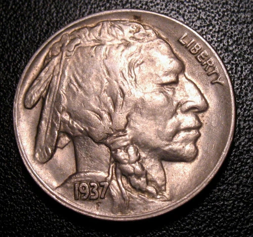 Old US Coins 1937 D 5C Buffalo Five Cents Nickel
