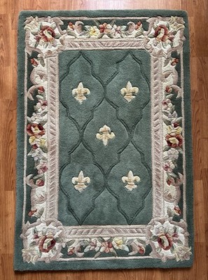 3x4.6ft Rare Edition Floral Handwove 100% Wool Rug. ️Royal Palace Fleur de Lis 