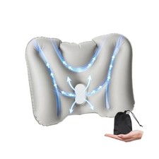Travel Lumbar Pillow Inflatable Support for Airplane Grey