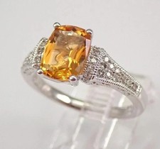 2Ct Cushion Cut Lab-Created Citrine Solitaire Engagement Ring White Gold Plated