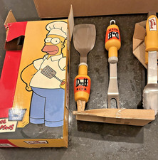 Homer Simpson BBQ Grill Tool Set Duff Beer Handles NIB Open Box