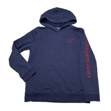 Vineyard Vines Hoodie Boys Navy Blue Logo Printed Long Sleeve Pullover Size M