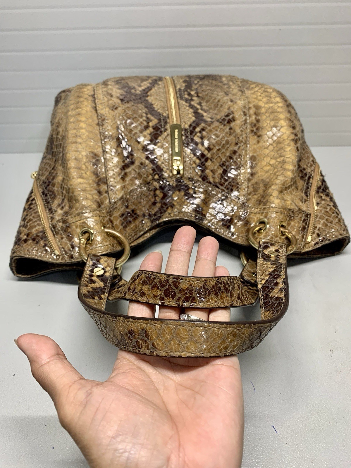 Michael Kors Python Brown Leather Zip Detail Hobo… - image 7