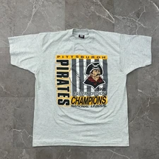 90s Vintage Pittsburgh Pirates Graphic Tee Mens XL 1991 NL Champions Screen Star